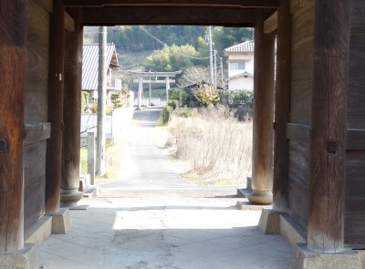山門から鳥居をふり返る